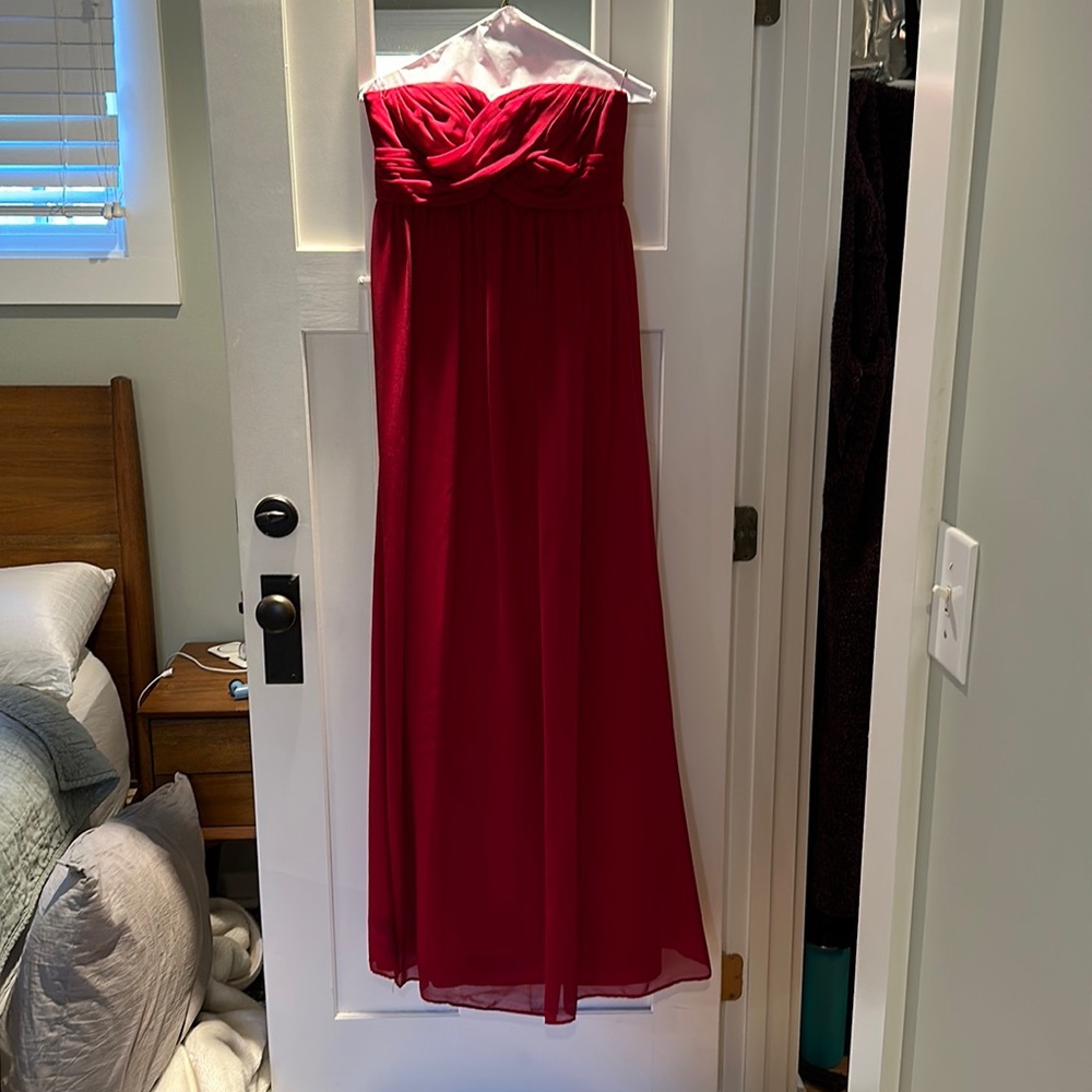 Red Strapless Bridesmaids Dress